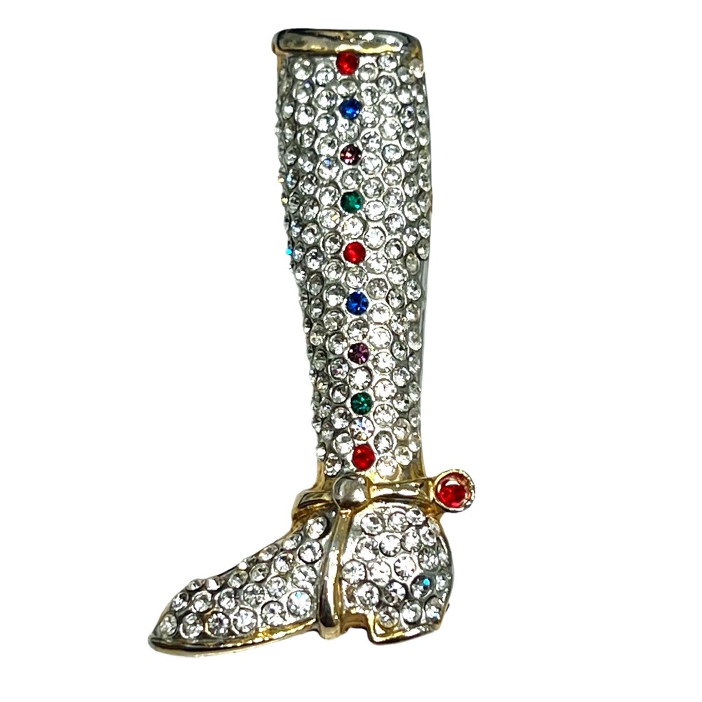 VINTAGE CRYSTAL COWBOY BOOT BROOCH
